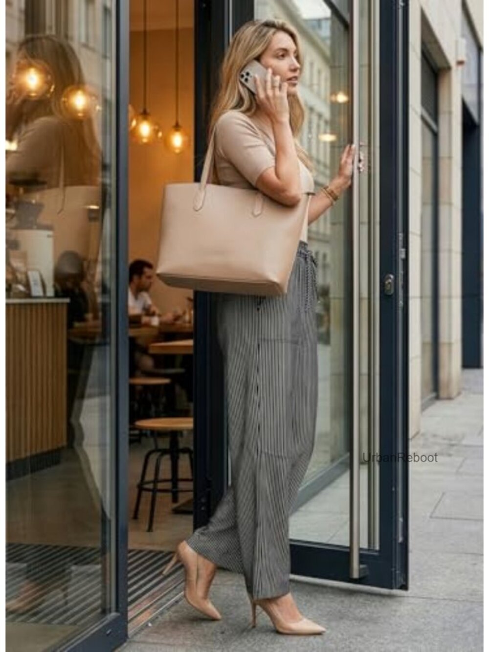 Women's Barrel Wide Leg Pants High Waisted Drawstring Trousers with Pockets - Picture 3 of 6